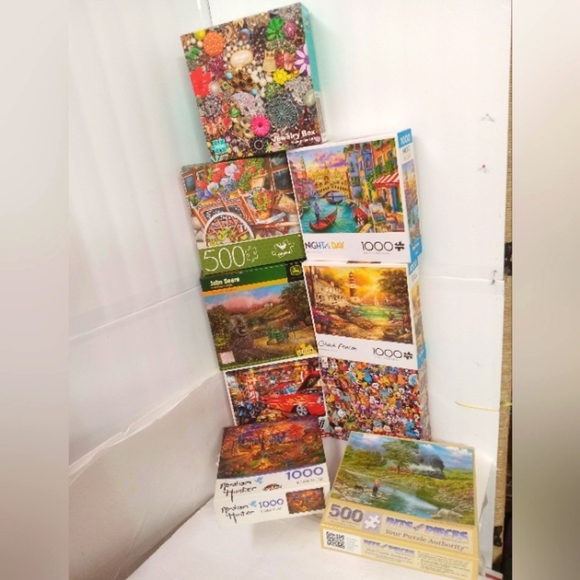 9 Puzzles Lot , 500 to 1000 Pieces - Picture 1 of 12